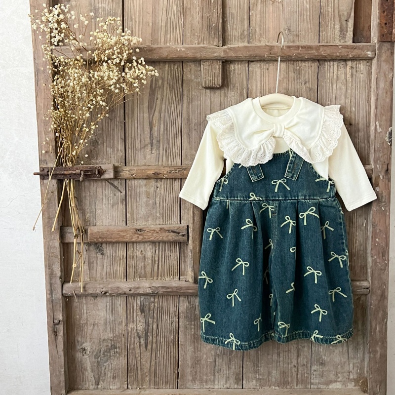 Baby Girl Printed Denim Overalls