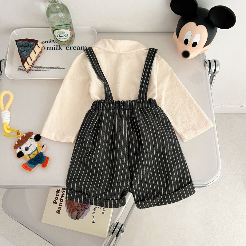 Baby doll collar shirt & workwear overall