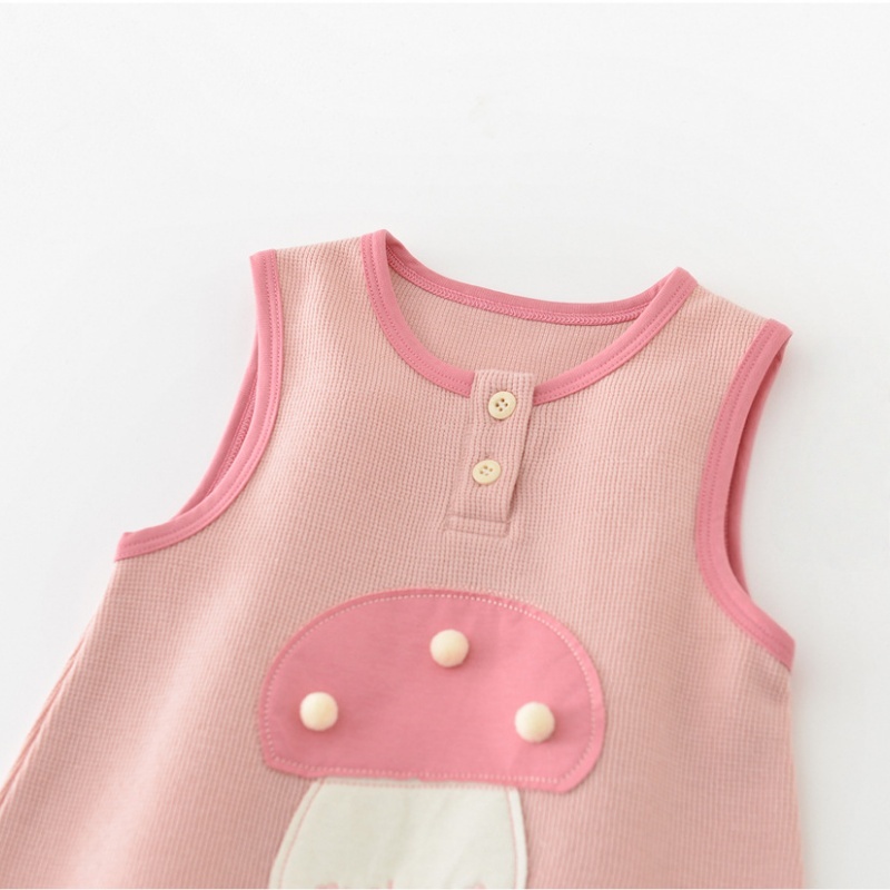 Baby Girl Mushroom Print Overalls