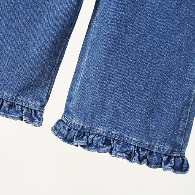 Baby Toddler Flower Print Ruffle Denim Overalls