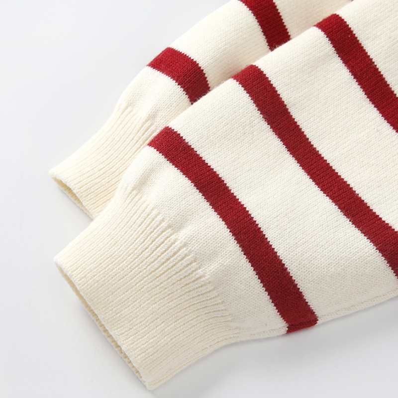 Baby 3D Bear Red Striped Sweater Romper