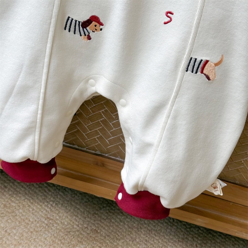 Baby Dog Print Color Block Romper