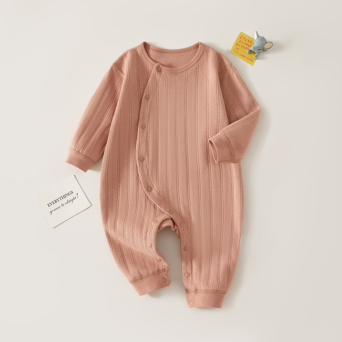 Baby Pure Color Button Basic Romper