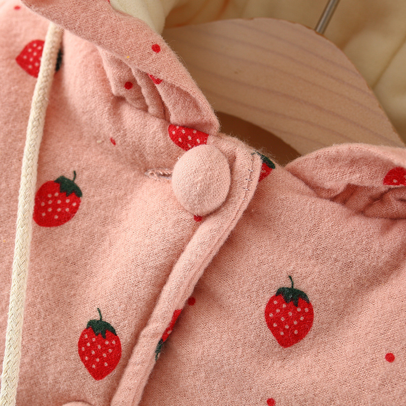Strawberry Print Baby Toddler Girls Cotton  Outwear