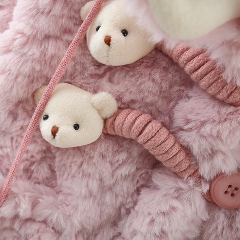 Rabbit Ear Baby Toddler Girls Hairy Outerwear (including gloves)