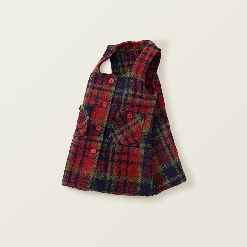 Classic Plaid Toddler Girls Padded Vest Dress