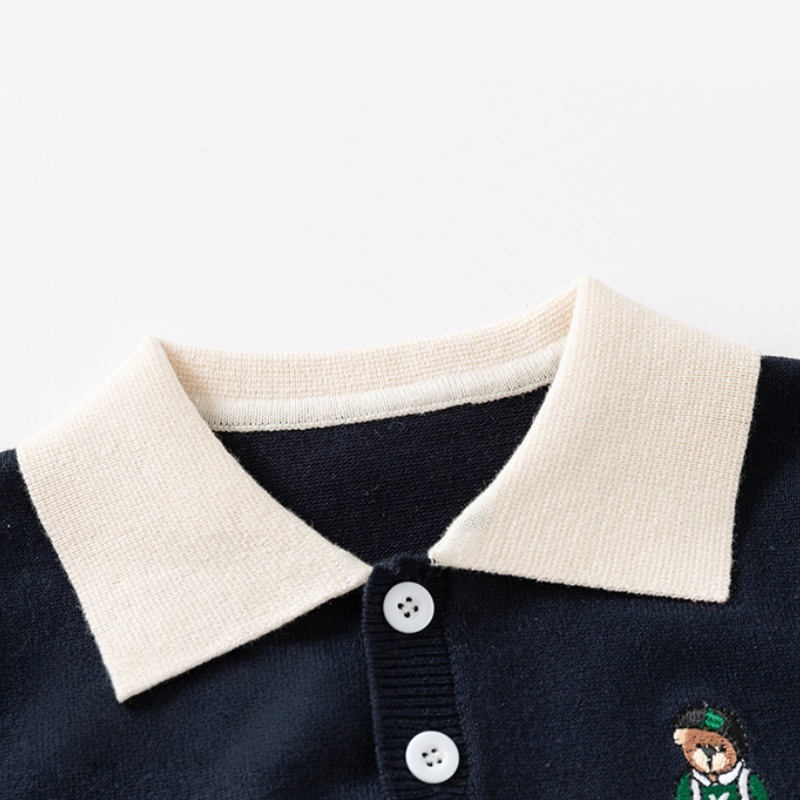 Baby Kids' Boy Bear Patchwork Sweater