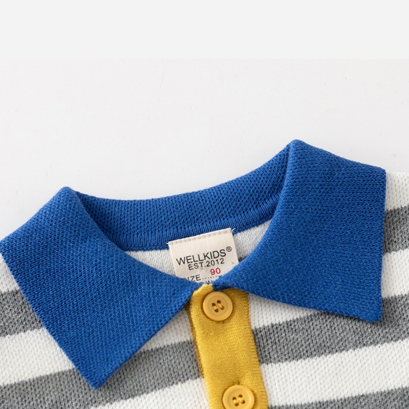 Baby Kids' Boy Striped Polo Neck Sweater