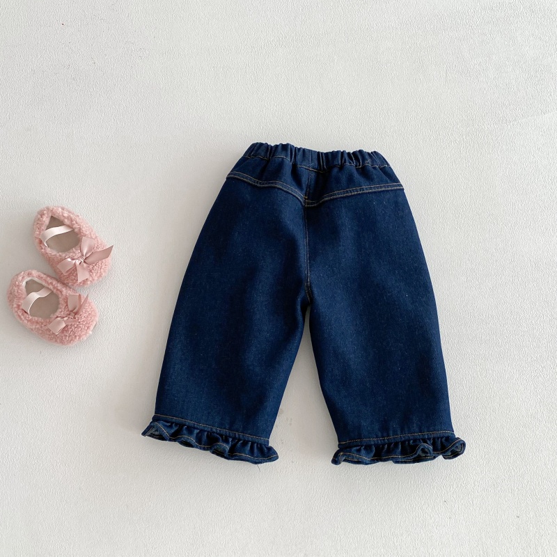 Baby Toddler Girls' Bow-Tie Fleece-Lined Denim Pants