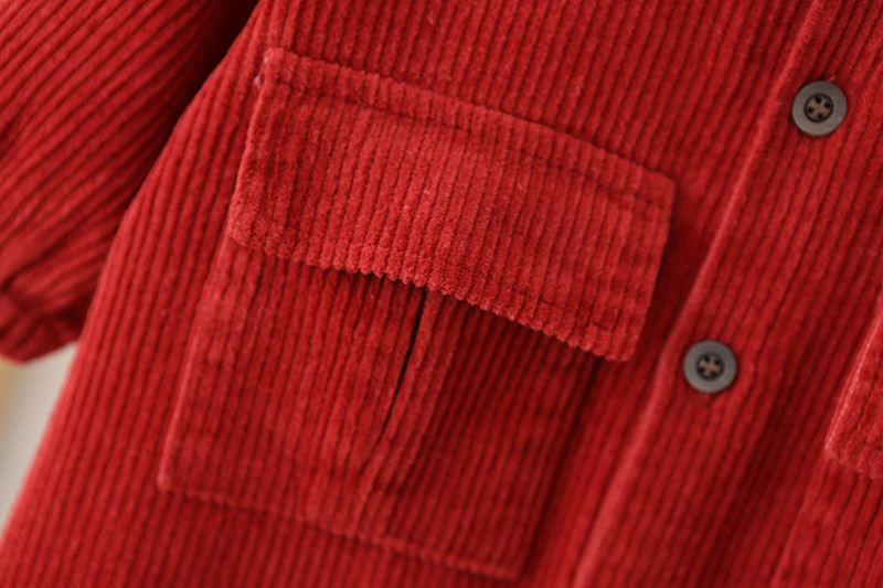 Baby Solid Color Corduroy Cargo Romper