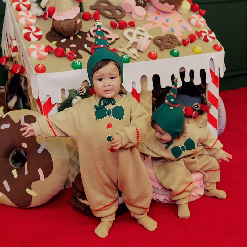 Baby Christmas Candy Print Romper