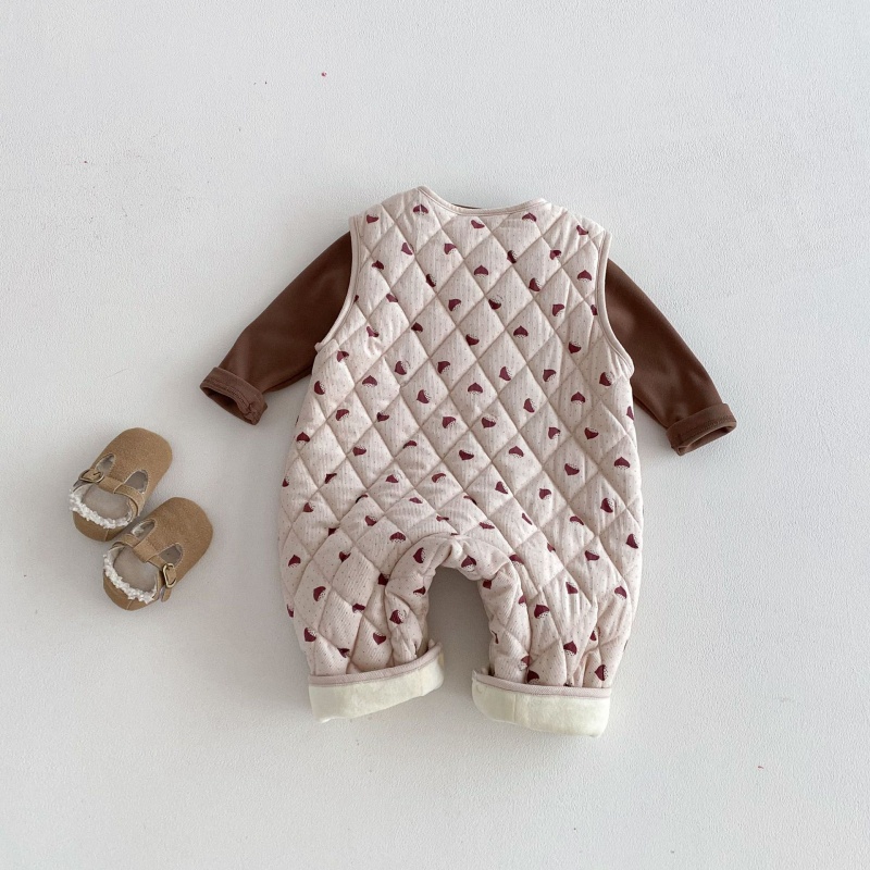 Baby Heart Print Tank Top Thickened Romper