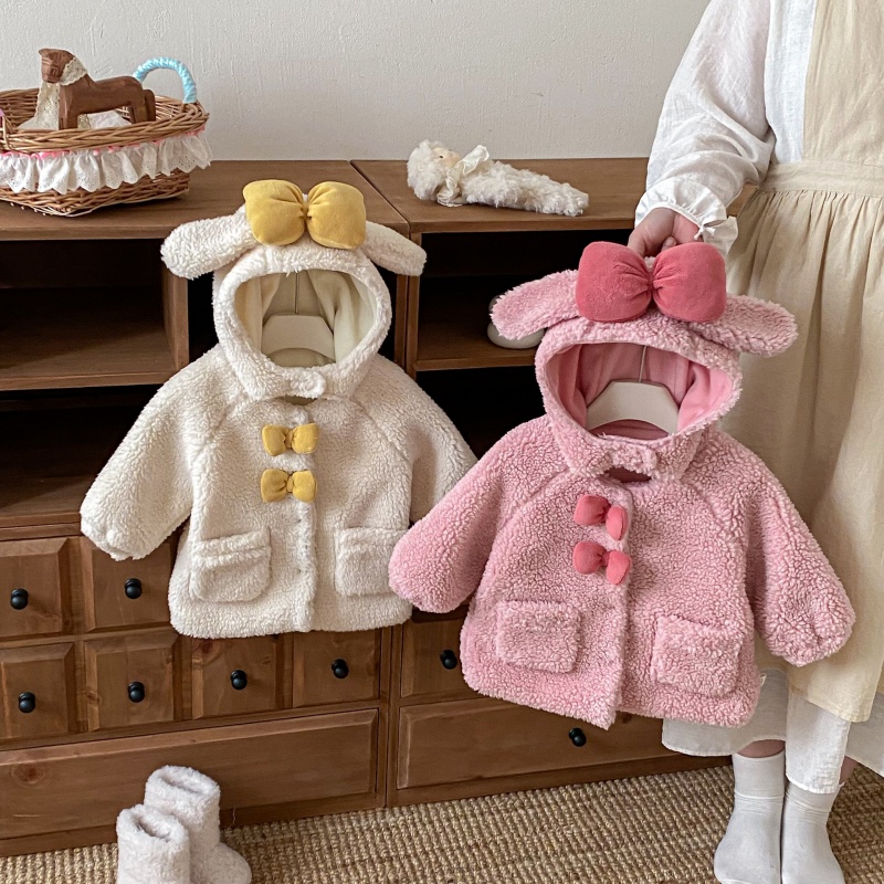 Baby & Kids' Girls' Bow-Tie Lambswool Outerwear