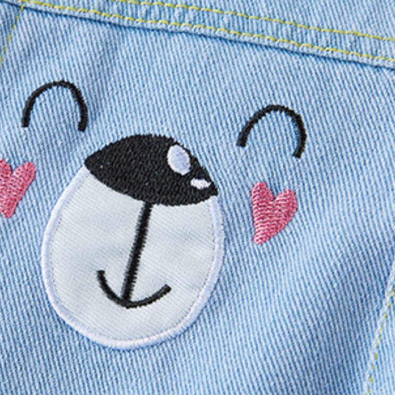 Baby Bear Print Denim Romper