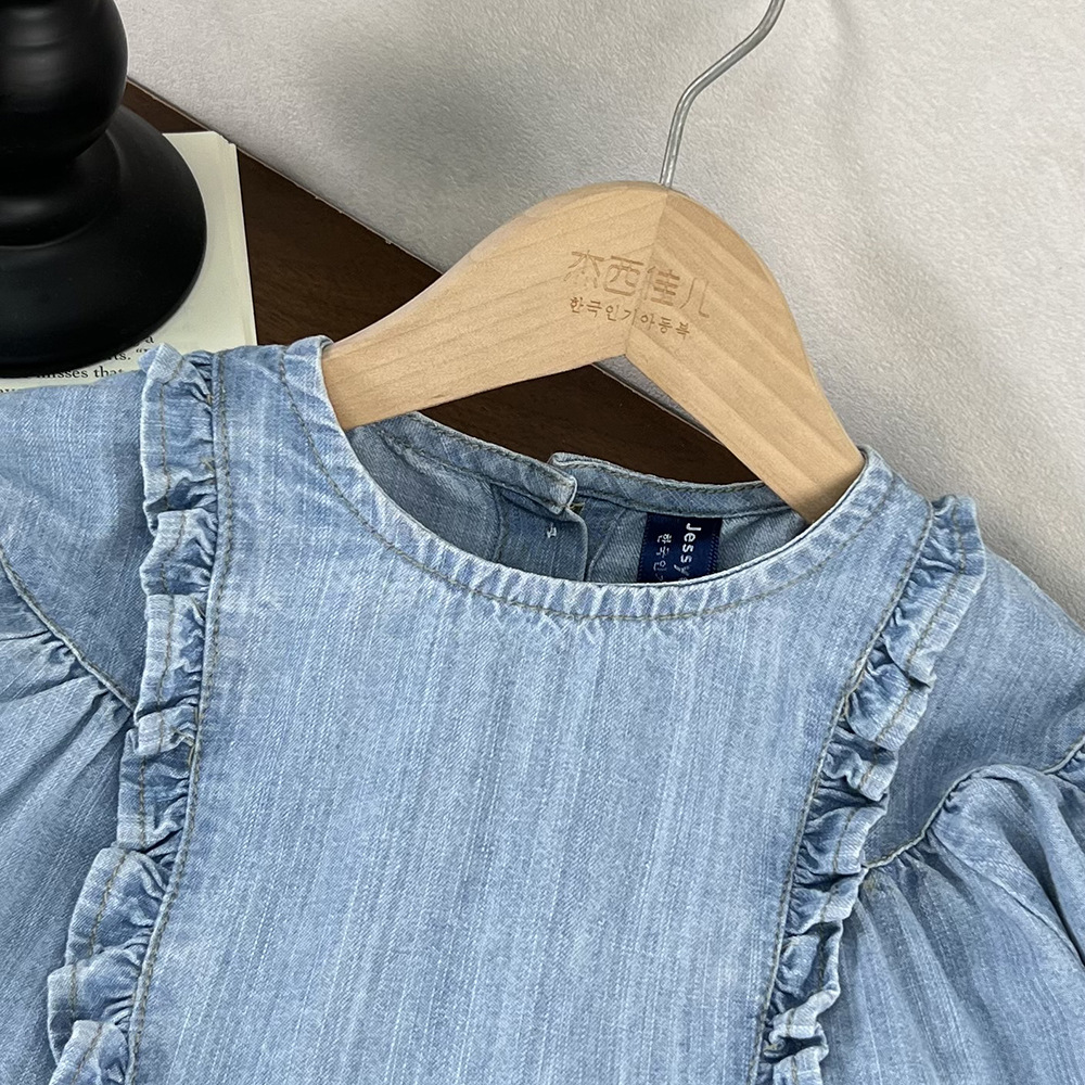Baby Kids Girl Sweet Solid Color Denim Dress