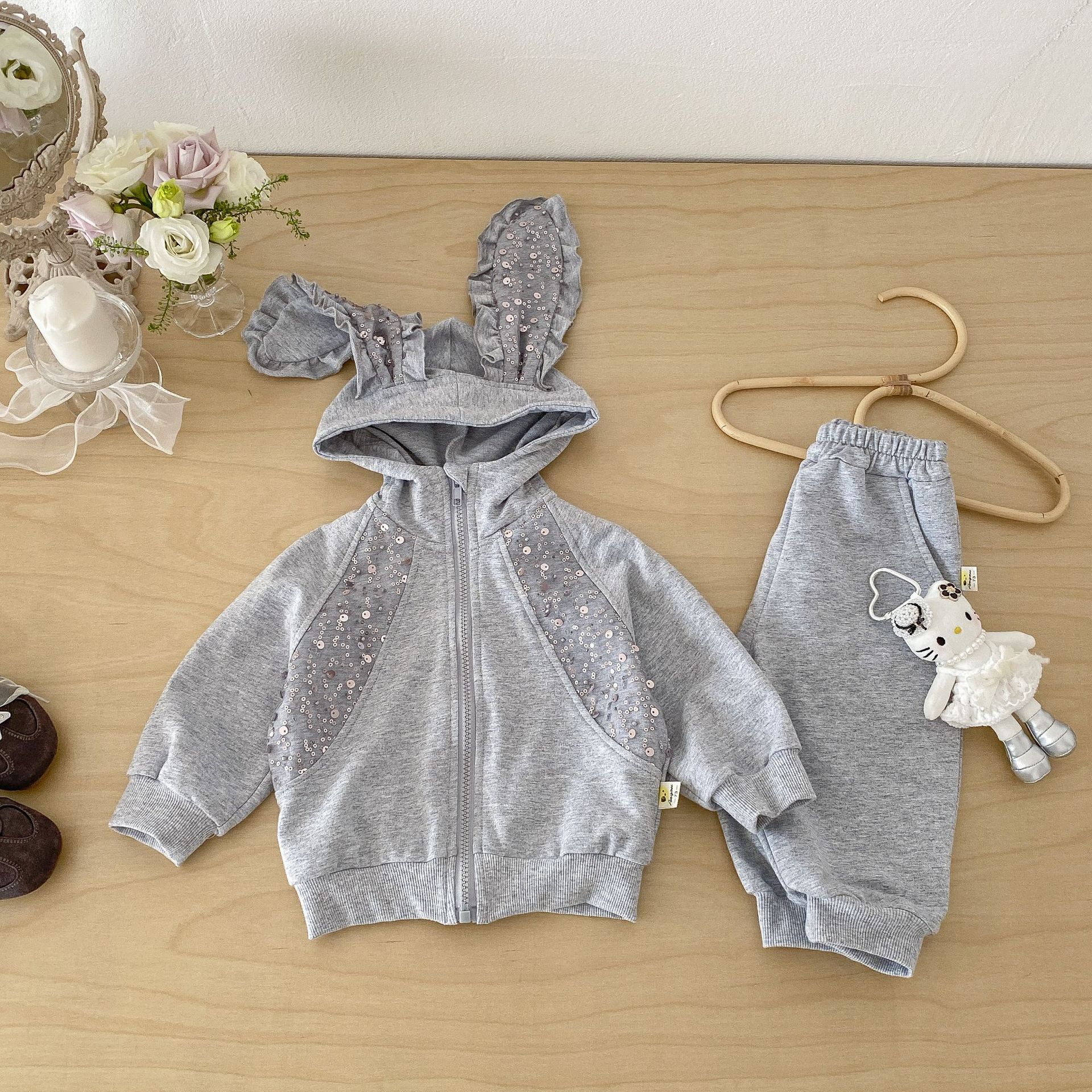 Baby Toddler Girl Rabbit Hooded 2-Piece  Sets