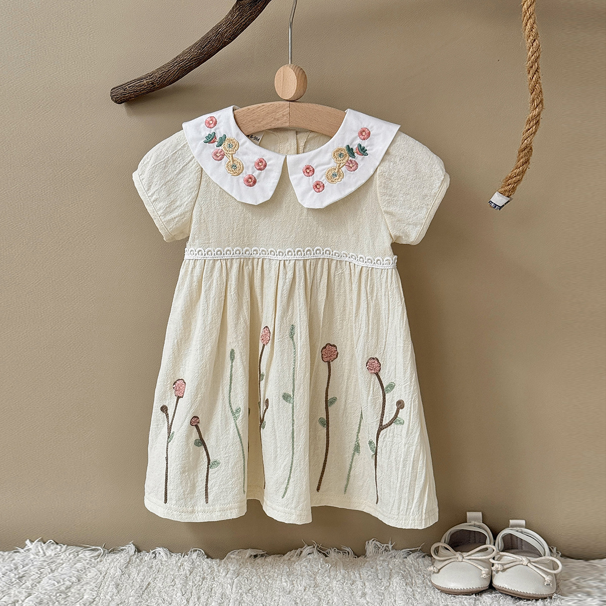 Baby Girl Embroidered Peter Pan Collar Dress