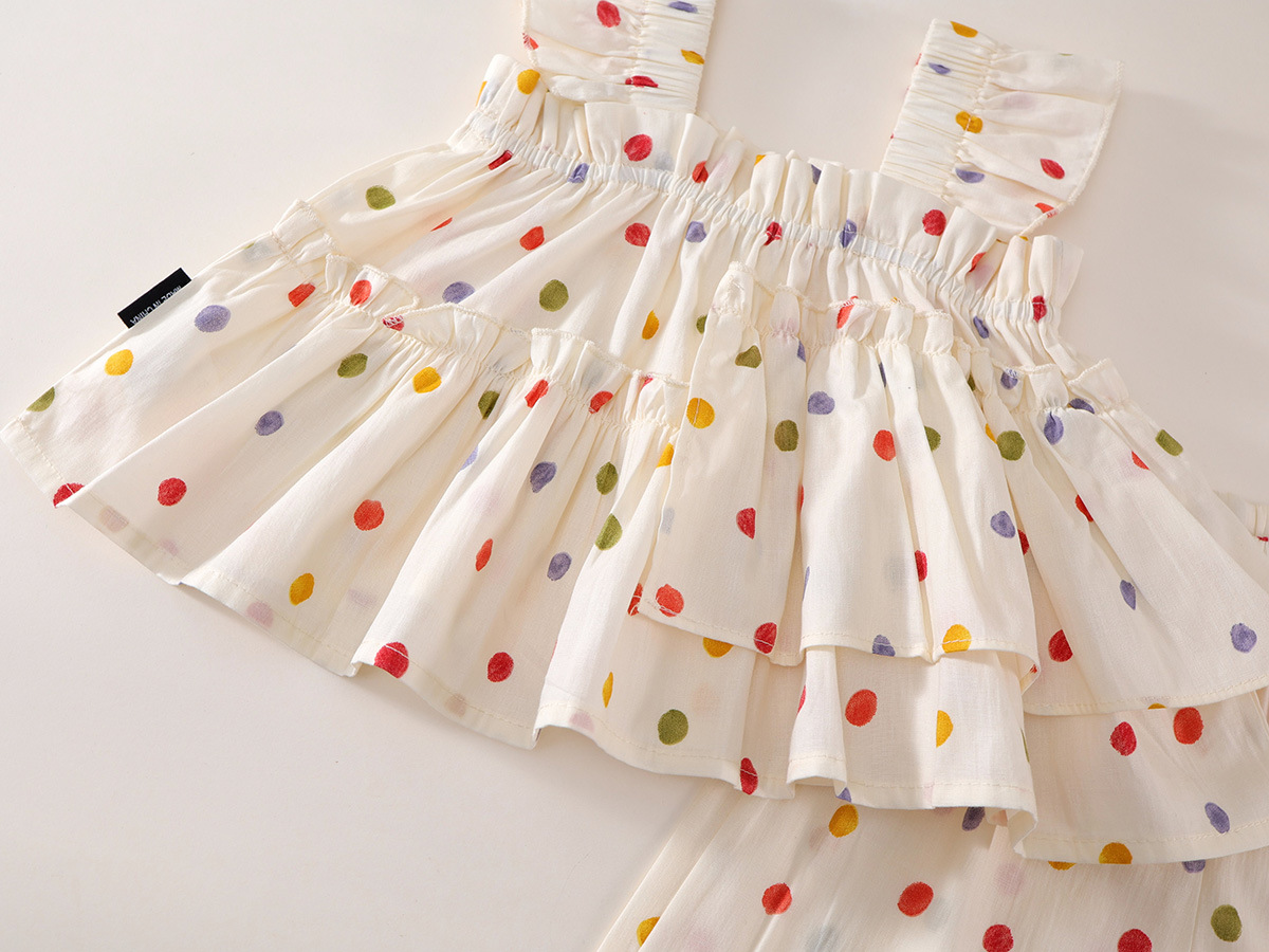 2-Piece Toddler Polka Dot Tank Top & Wide-Leg Pants Set