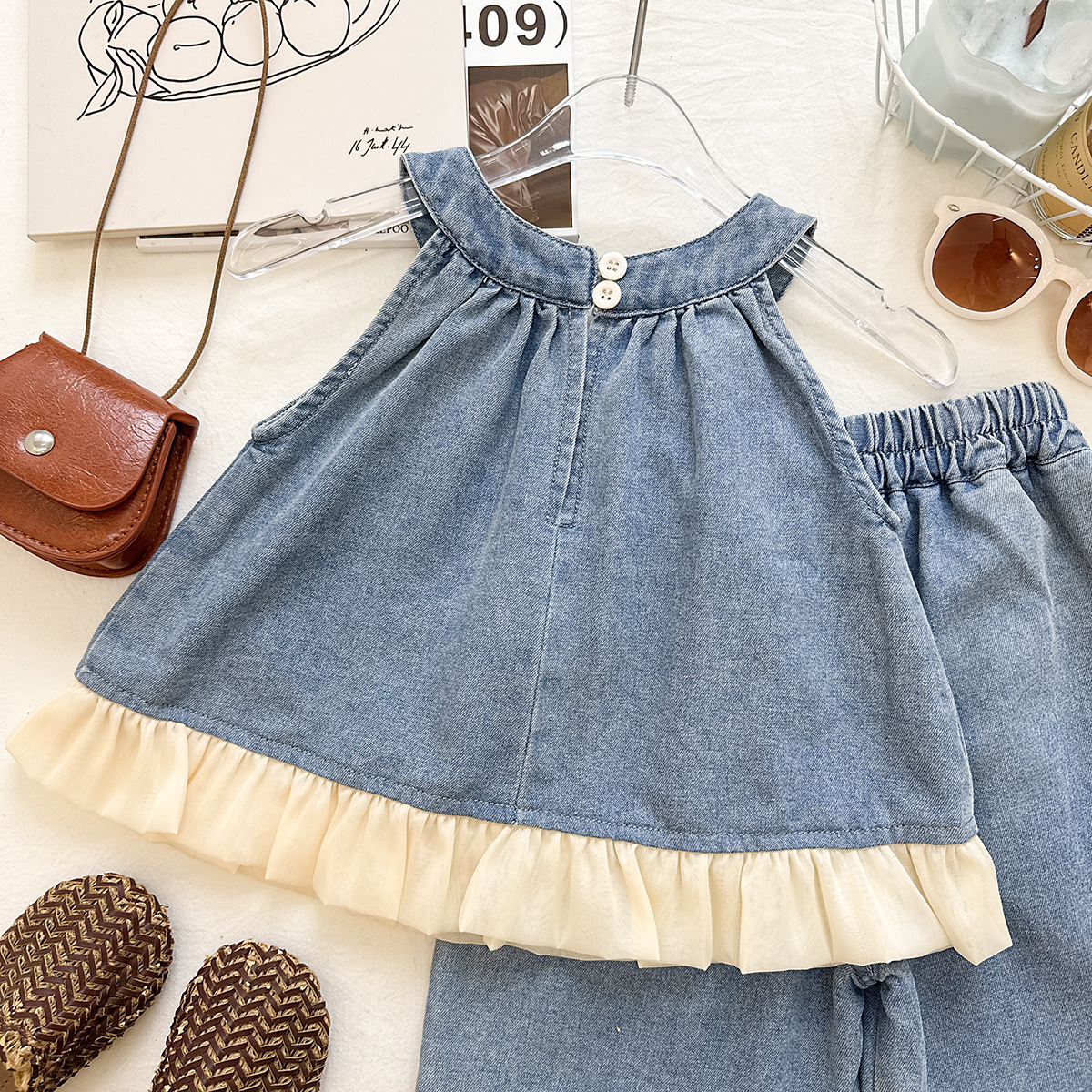 Baby& Kid Denim Halter Top and Pants Set