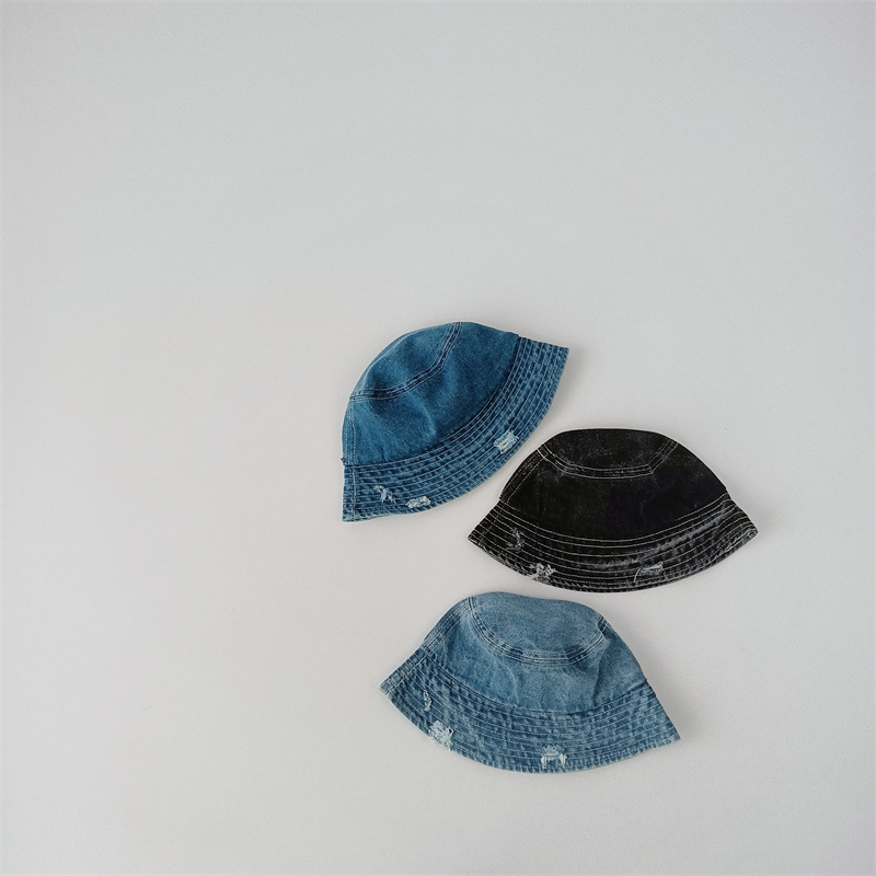 Baby Retro Old Hole Denim Bucket Hat