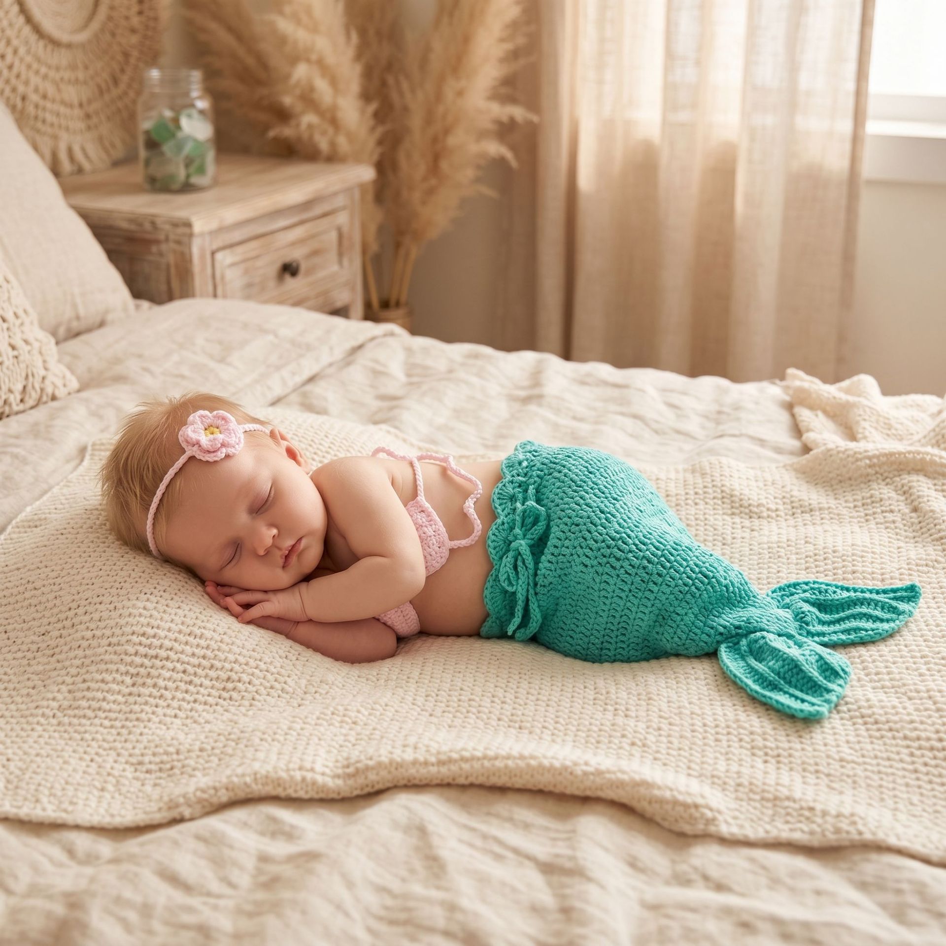 Baby Newborn Knitted Mermaid 3-piece set