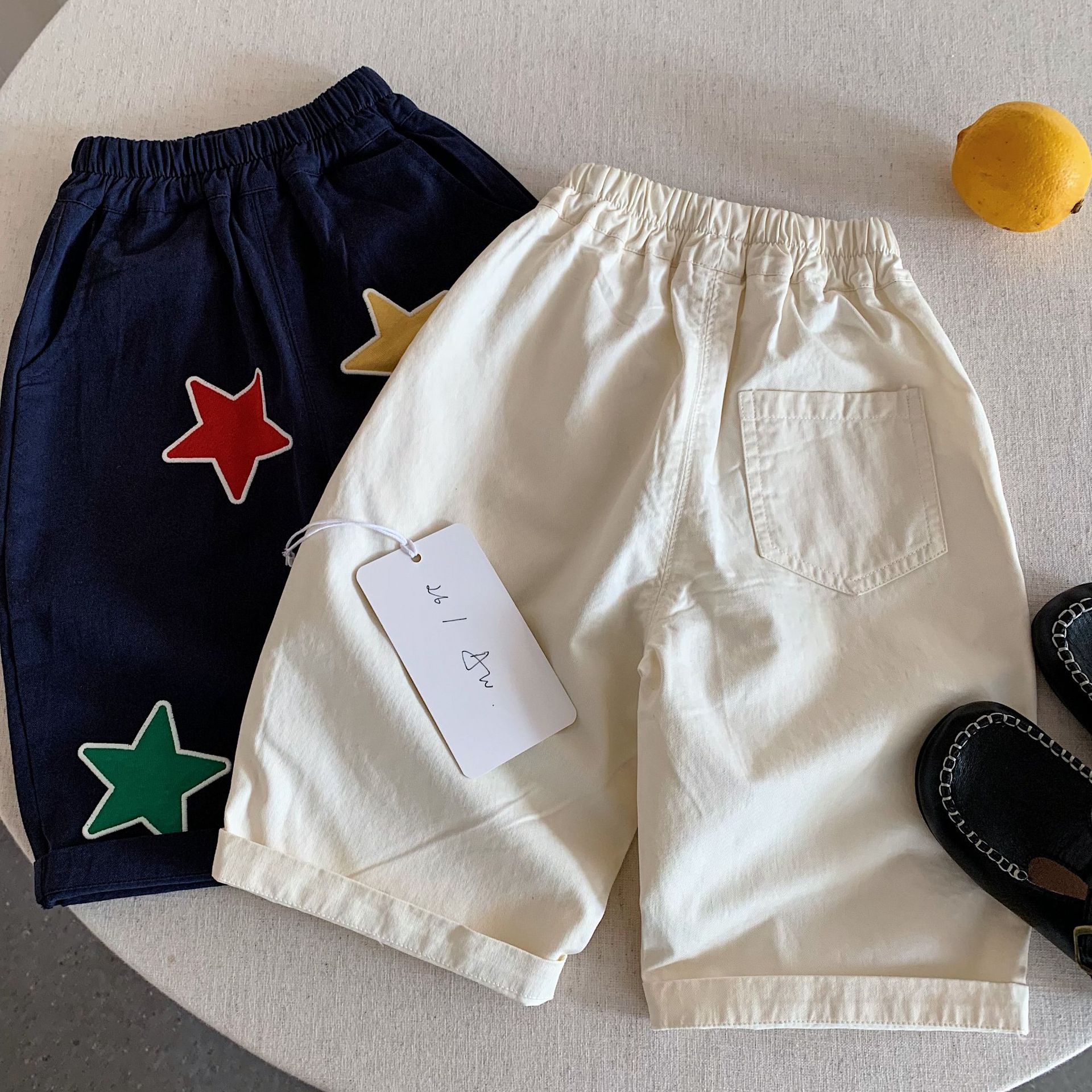Kids Colorful Stars Applique Embroidery Pants