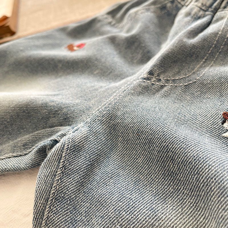 Kids Stripes Colorful Dots Dog Sweatshirt and Denim Pants