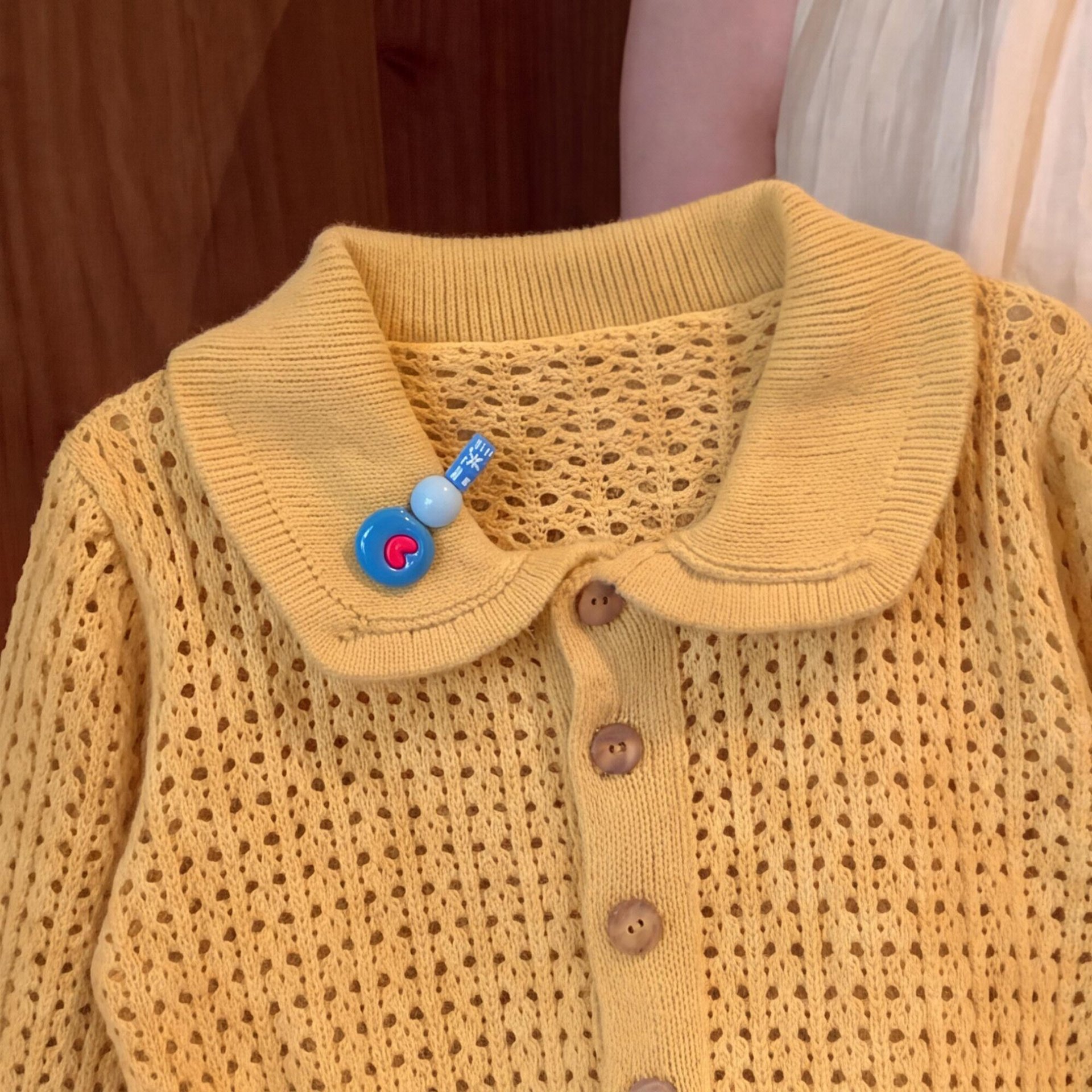 Kids Open Knit Cardigan Top and Polka Dot Skirt Set