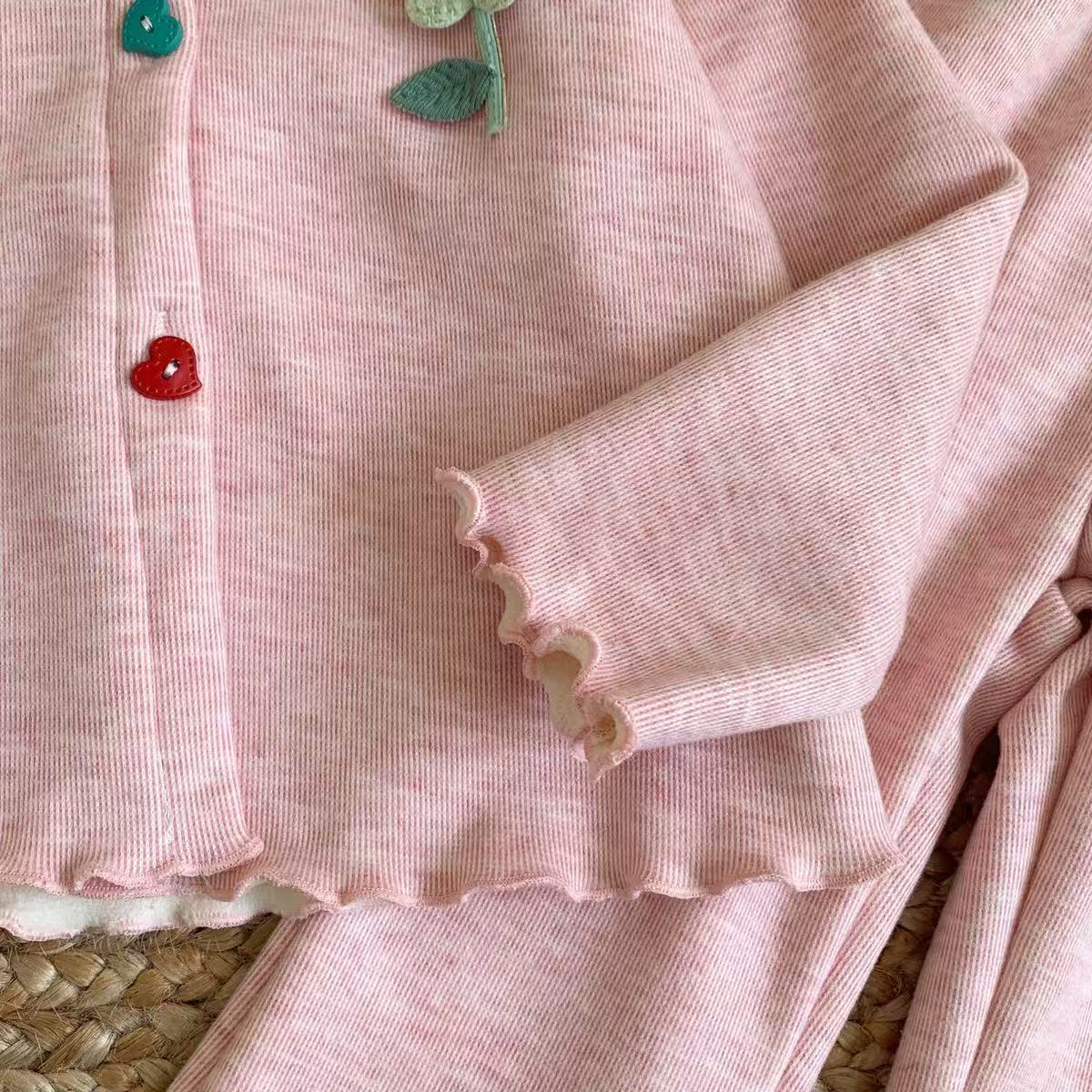 Kids Flower Ruffle Trim Sweater and Pants Set