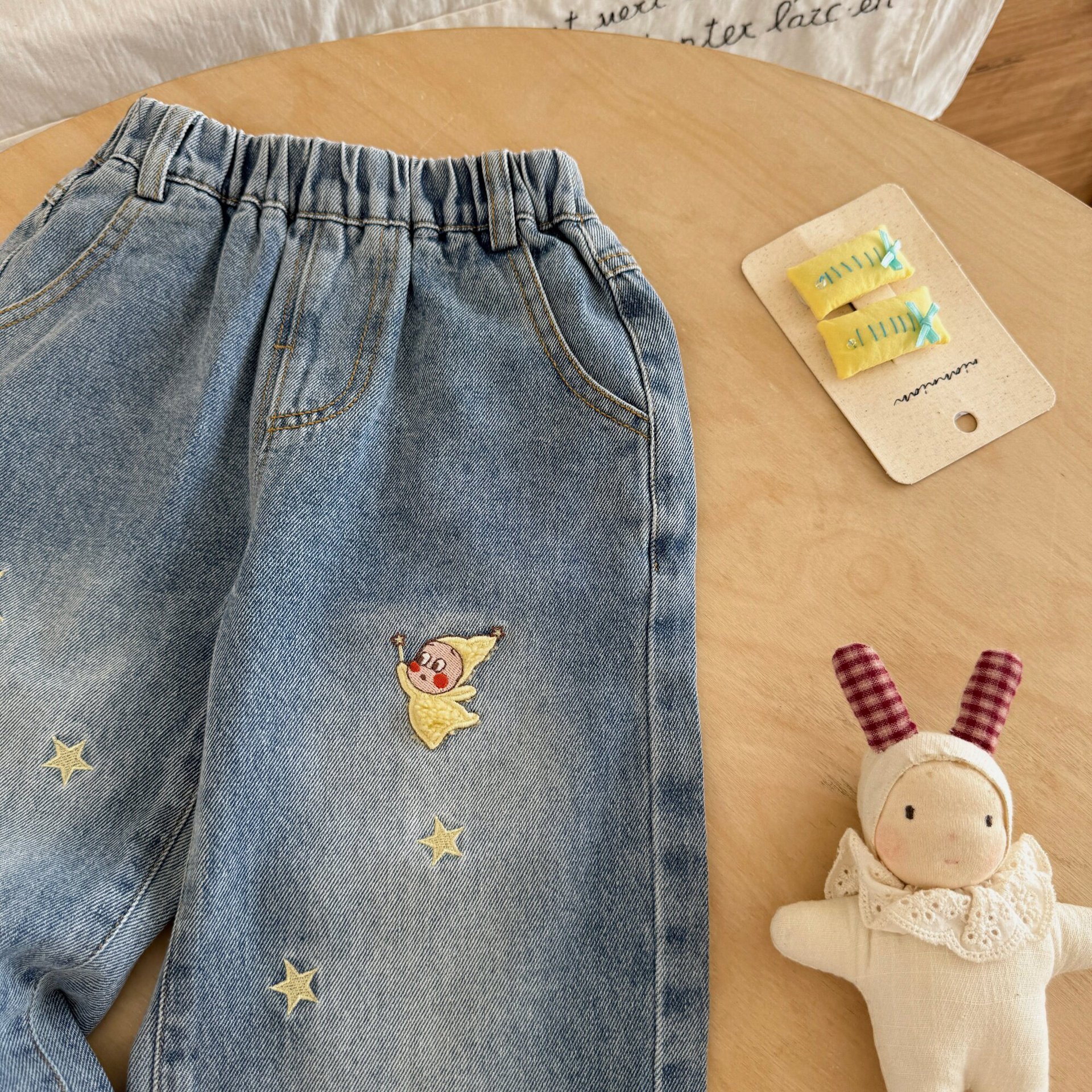 Kids Star Plaid Patchwork Denim Denim