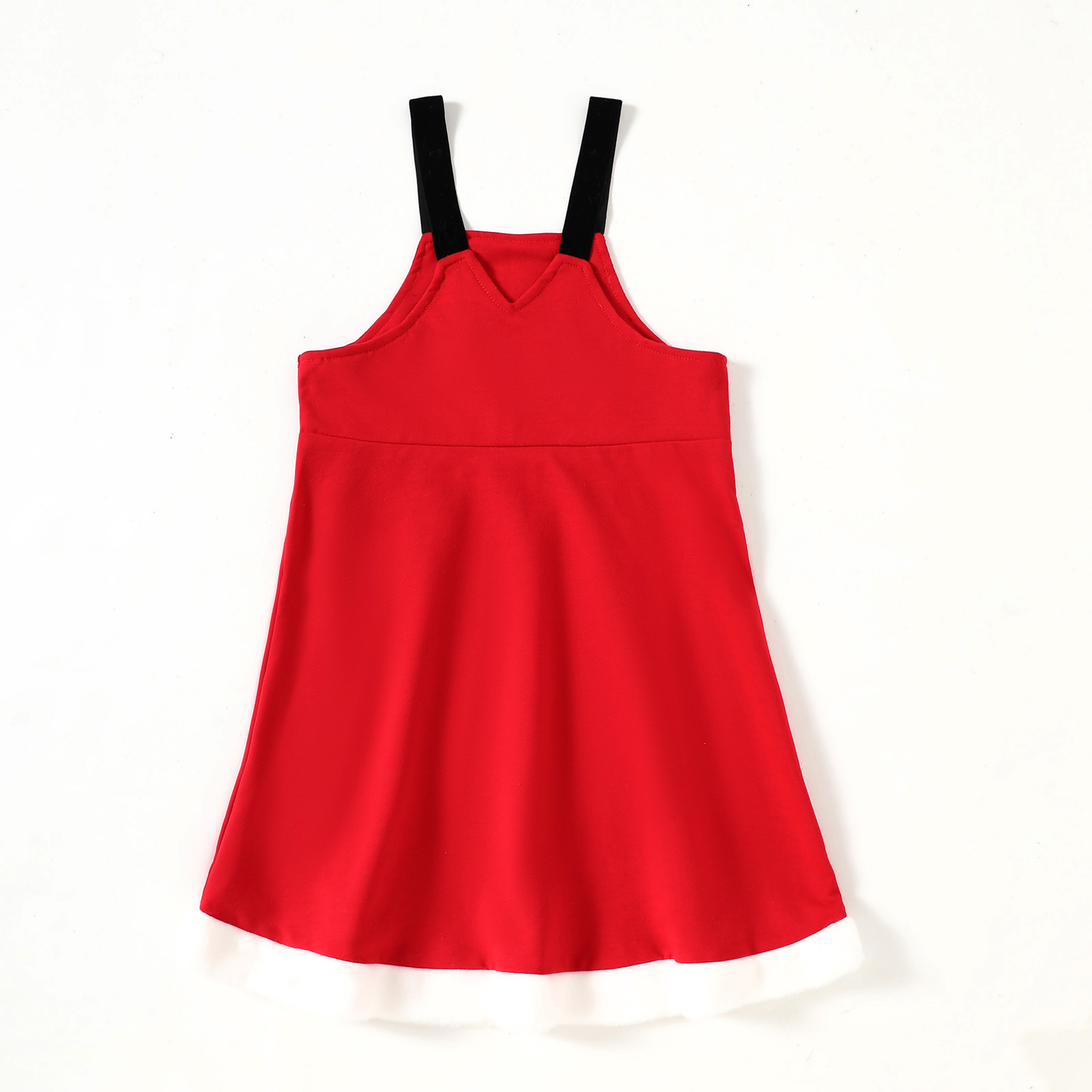 Kids Stripe Top and Santa Claus Embroidery Pinafore Dress Set
