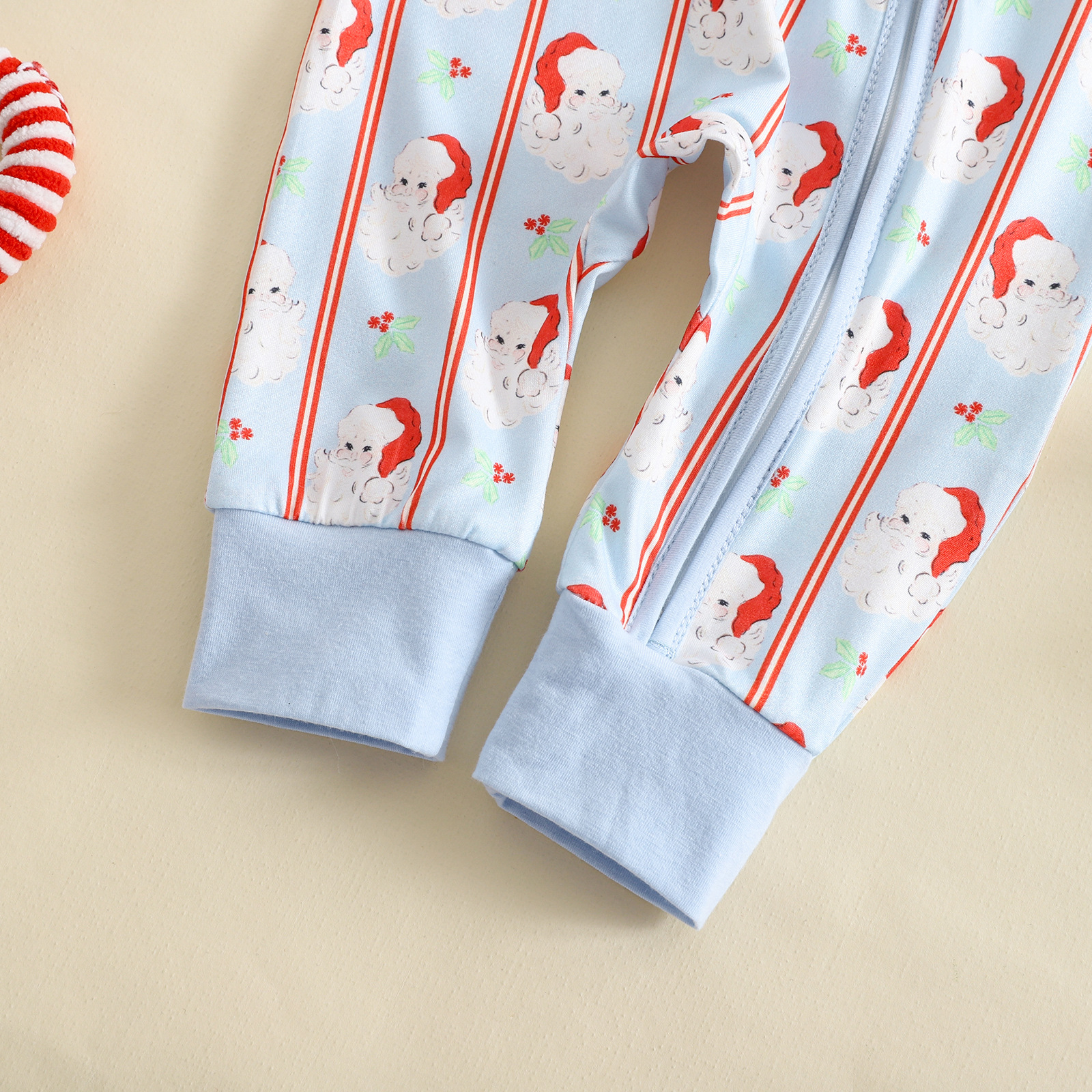 Baby Stripe Santa Claus Zipper Romper