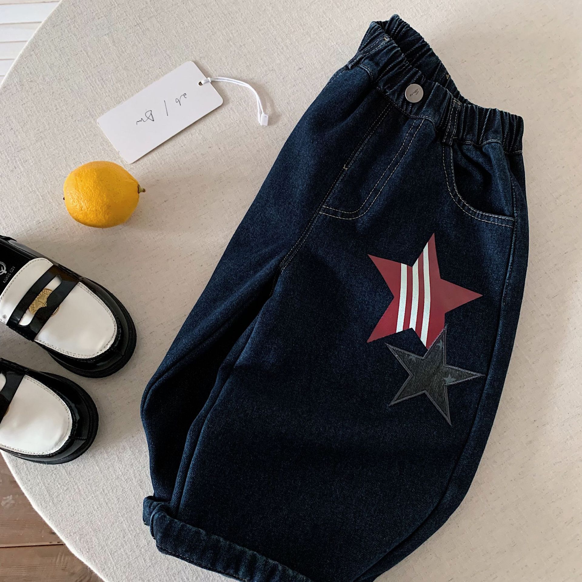 DailyBebe Kids Patch Embroidery Scimitar Denim Pants