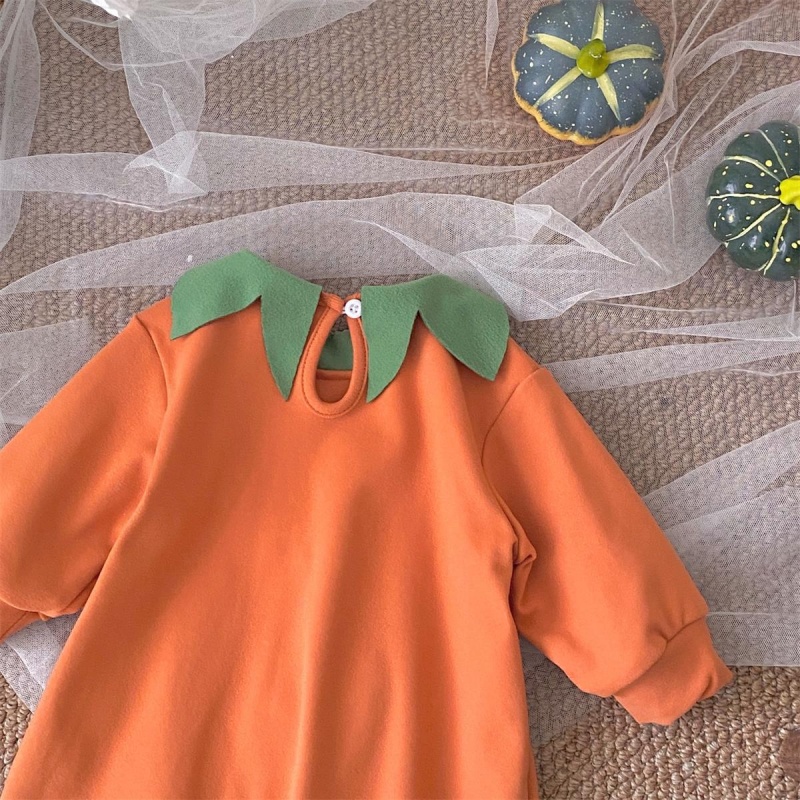 Baby Halloween Pumpkin Print Romper （Includes hat）