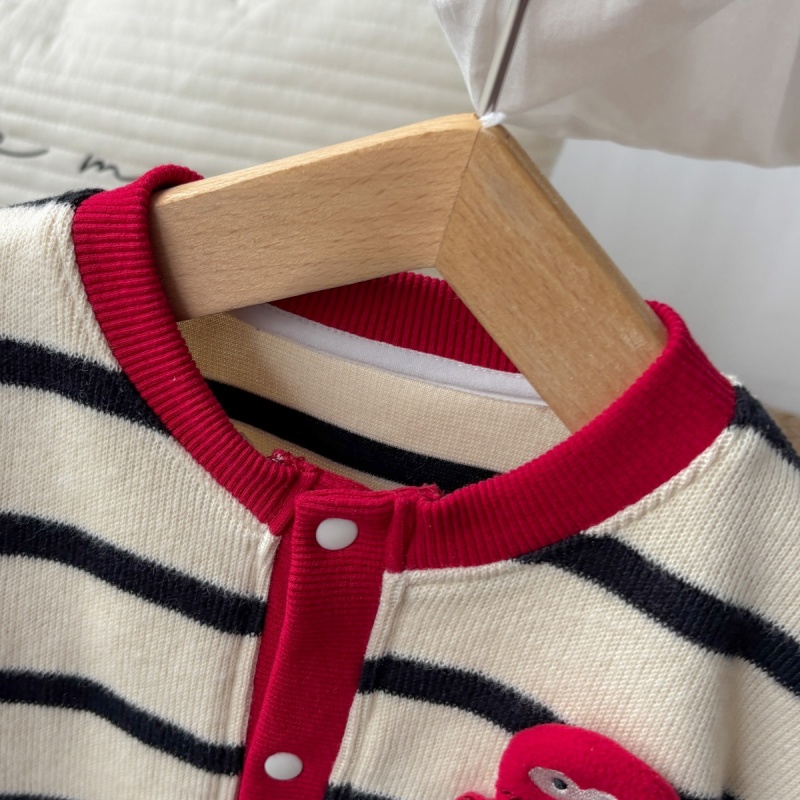 Baby Girl Striped Knitted Sweater Romper