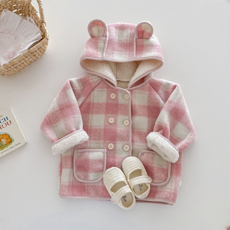 Baby Toddler Pink Girls Plaid Padded Coat