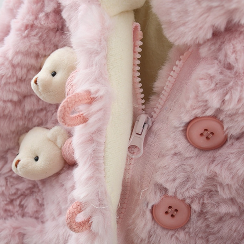 Rabbit Ear Baby Toddler Girls Hairy Outerwear (including gloves)