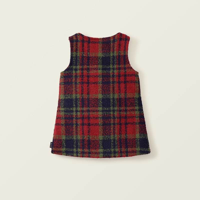 Classic Plaid Toddler Girls Padded Vest Dress