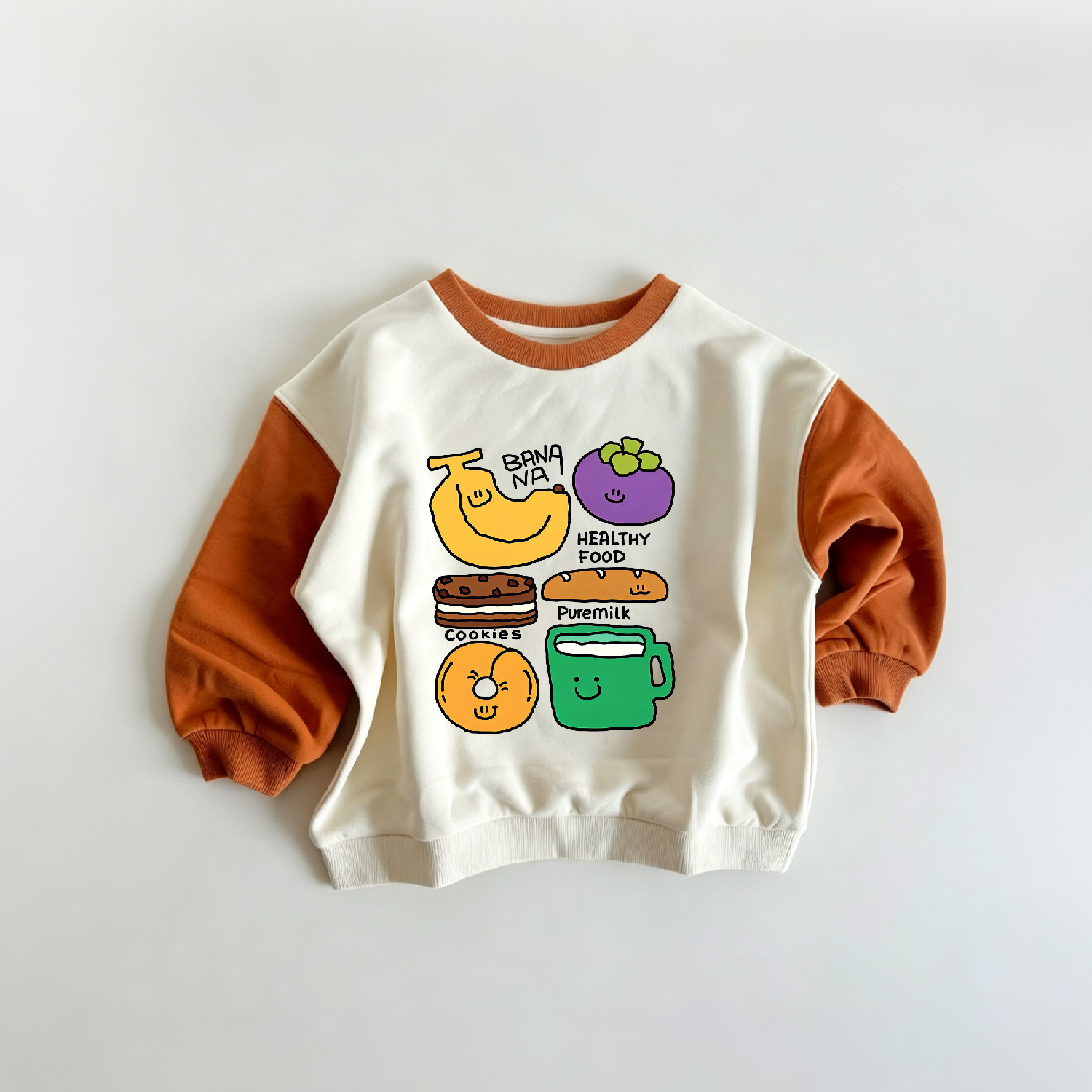 Baby & Kids Color Blocking ​​Sleeves Fruit Food Patterns Sweatshirt