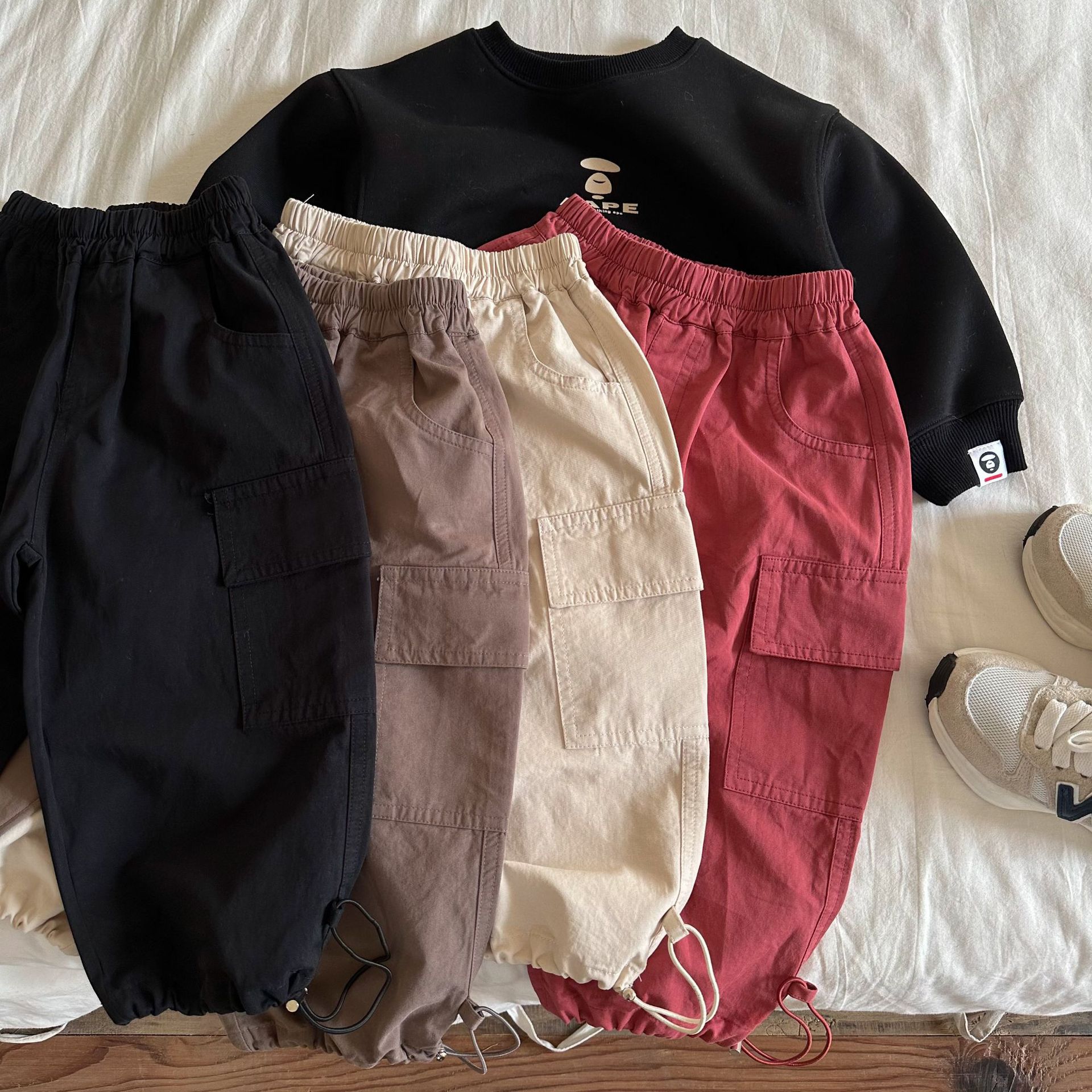 Toddler Solid Color Worker Pocket Pants