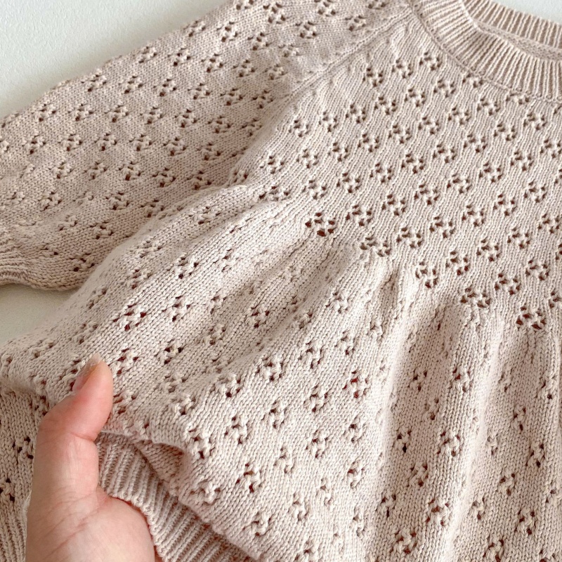 Baby Toddler Girls Lace-Up Bubble Sleeve Knit Dress