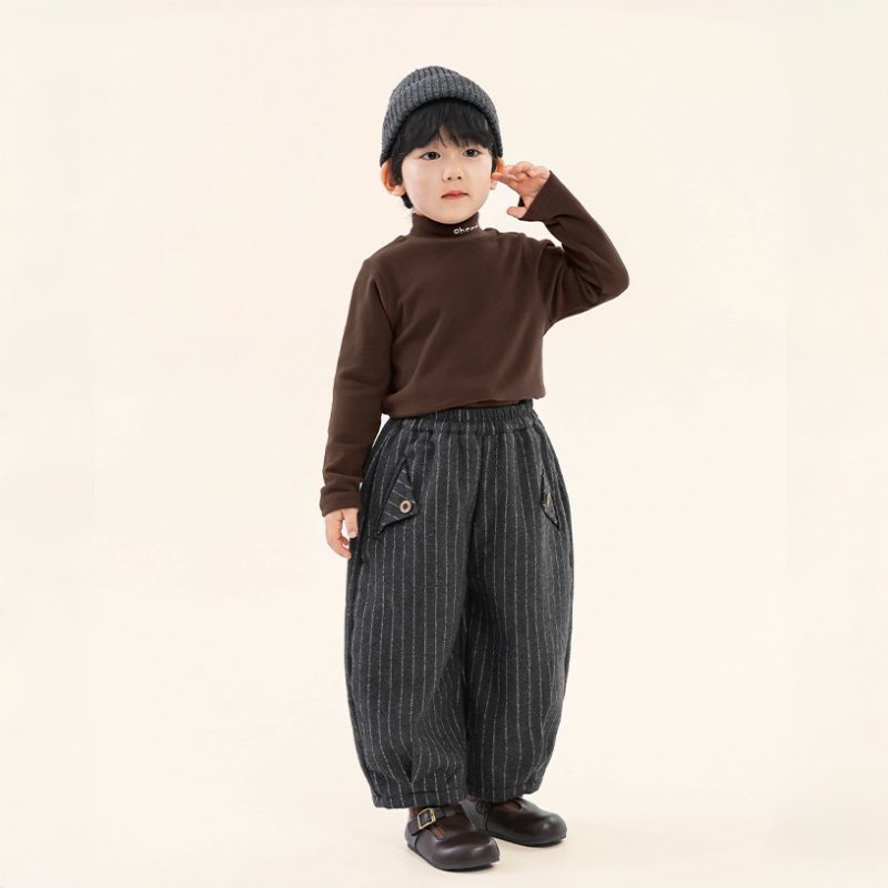Kids' Striped Fleece-Lined Casual Pants