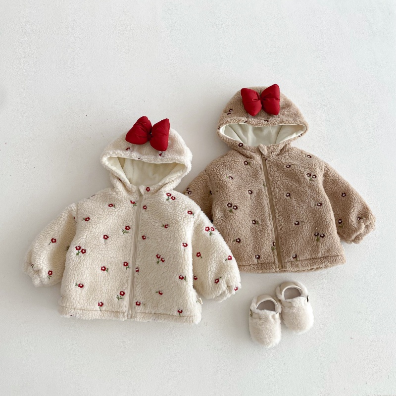 Baby & Kids' Girls Floral Print Bow Outerwear