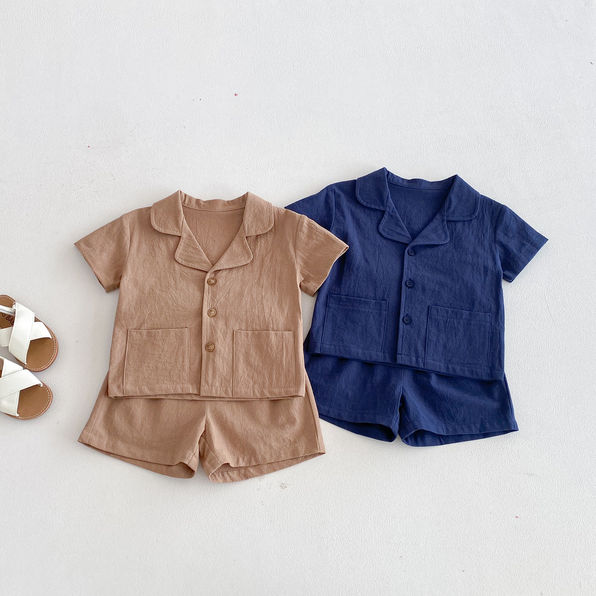 Baby & Kids Solid Color Pocket Tee and Shorts Set