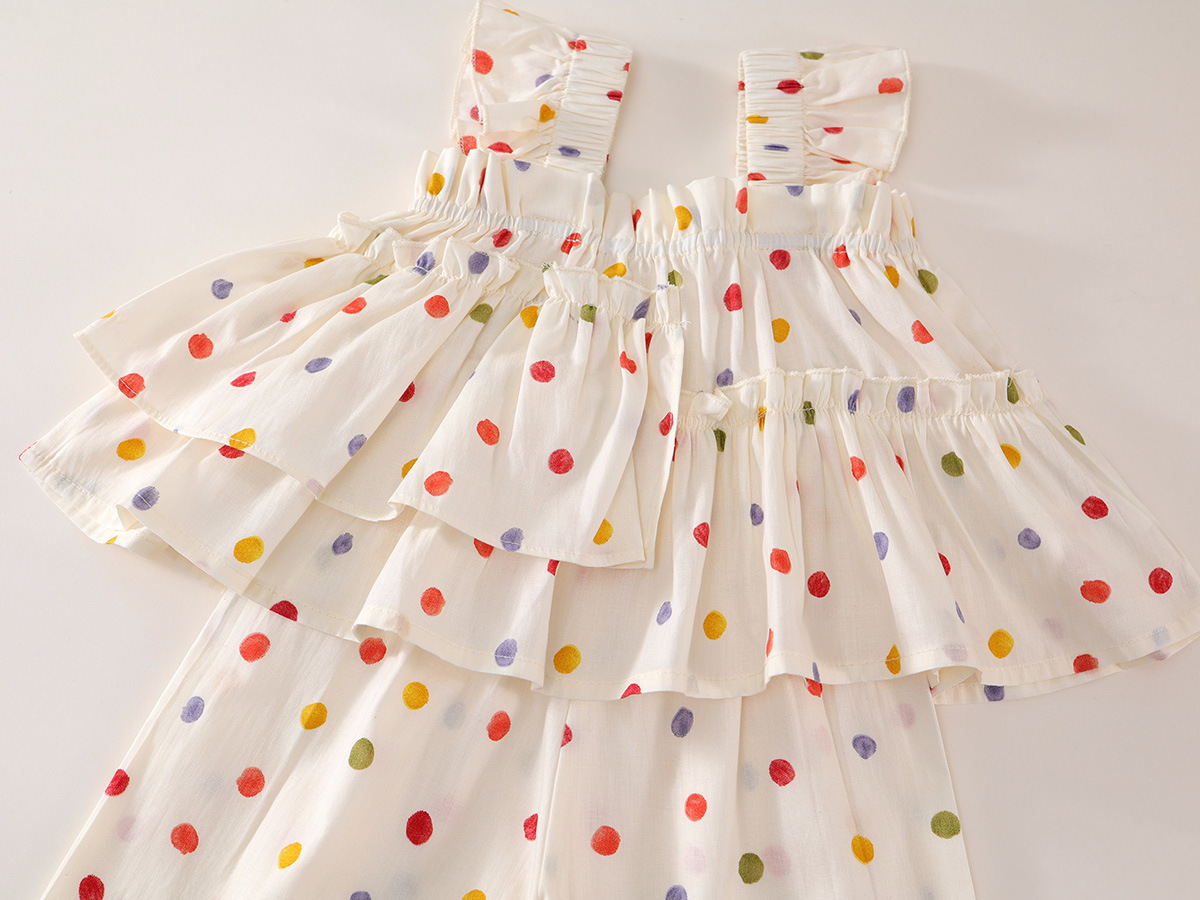 2-Piece Toddler Polka Dot Tank Top & Wide-Leg Pants Set