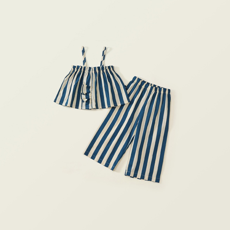 2-Piece Toddler Girls' Striped Tank Top & Wide-Leg Pants Set