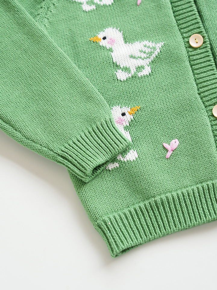 Kids Duck Knitted Cardigan Sweater