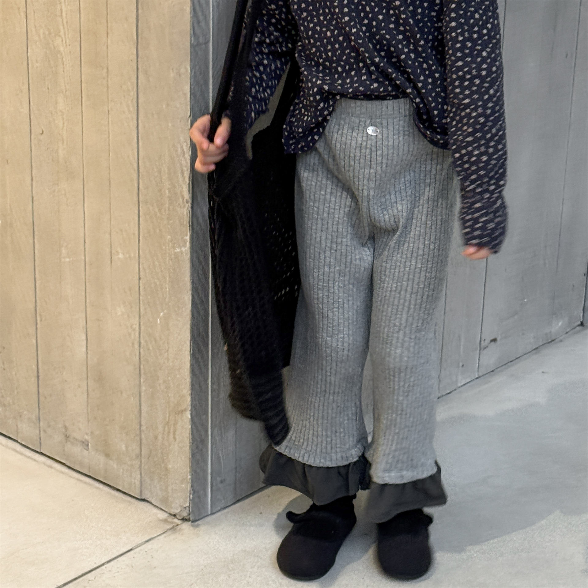 Kids Ribbed Lace Base Layer Bell Pants