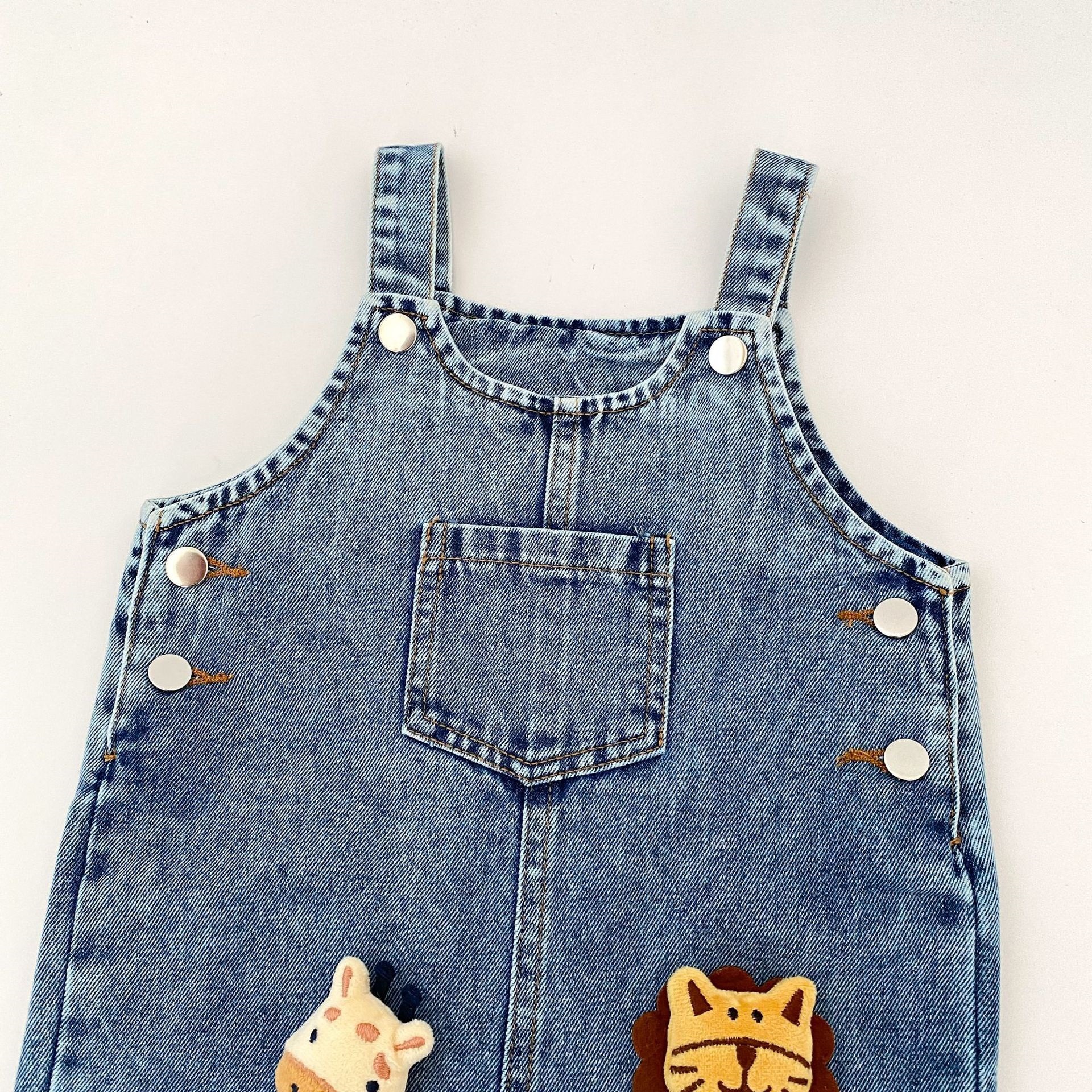 Baby Toddler Cartoon Animals Denim Overalls