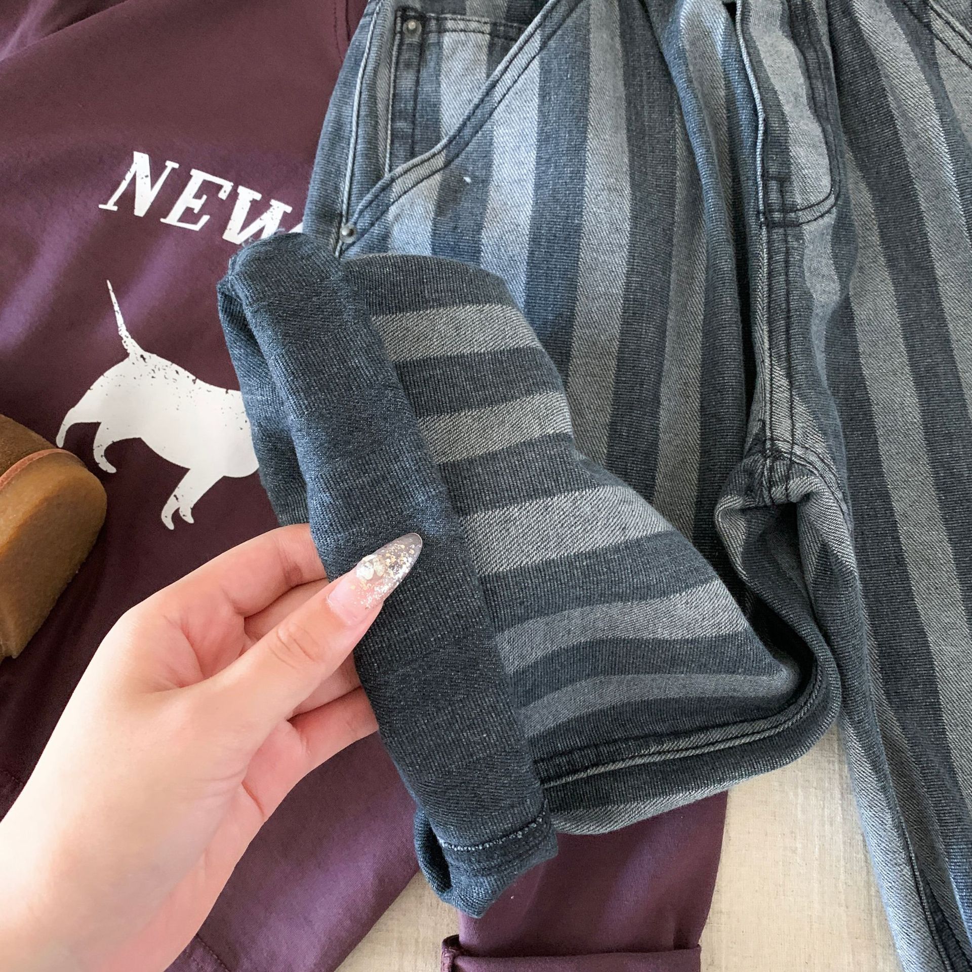Kids Striped Denim Pants